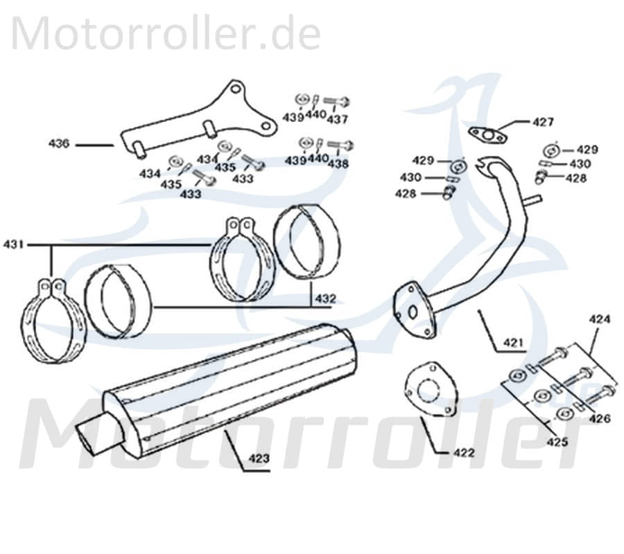 Auspuff komplett ab Modell 2014 Motorroller Rex 741400