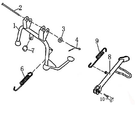 Seitenständer Länge 170mm (ohne Schalter) YY50QT003007-A