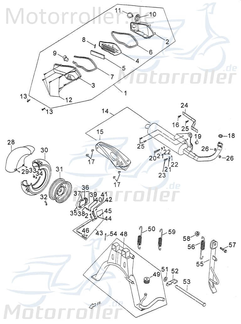 PGO Luftfilter 50ccm-2Takt TR3 50 Mofa Luftfilterkasten P2262040000 Motorroller.de Luft-Filter Luftfiltergehäuse Luftfiltermatte Luftfilter-Kasten