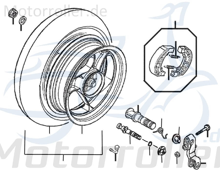 SMC Extra 50 S Hinterrad komplett hinten 50ccm 2Takt 77455 Motorroller.de grau Hinterrad-Felge Hinterradfelge Hinter-Rad Heck-Rad Extra 50 S 50kmh