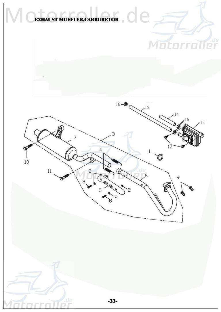 Adly Auspuffkrümmer ATV 150 Sport Abgaskrümmer 150ccm 4Takt Motorroller.de Auspuff-Krümmer Auspuff-Rohr Auspuff-Bogen Krümmer-Rohr Krümmerrohr Quad