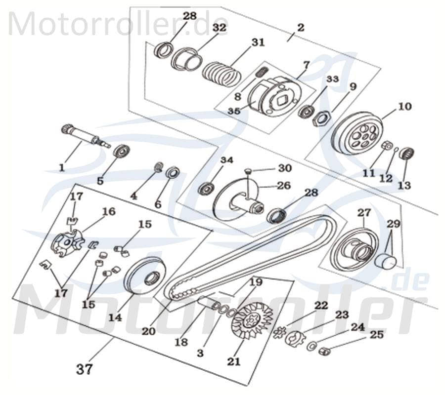 Kreidler Vabene 50 Distanzring Variomatik 50ccm 2Takt 730451 Motorroller.de Distanzbuchse Scooter SMC Ersatzteil Service Inpektion Direktimport