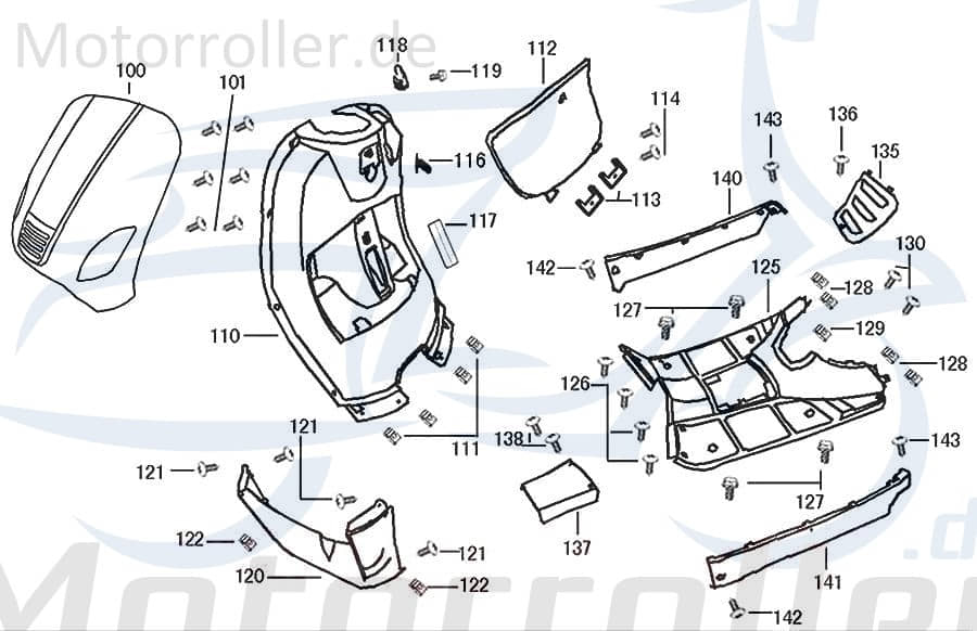 Luxxon Emily 50 Trittbrett 50ccm 4Takt 64310-ALA6-9000 Motorroller.de Trittplatte Tritt-Brett Fußplatte Fußbrett Bodenbrett Fußraumboden Fuß-Brett