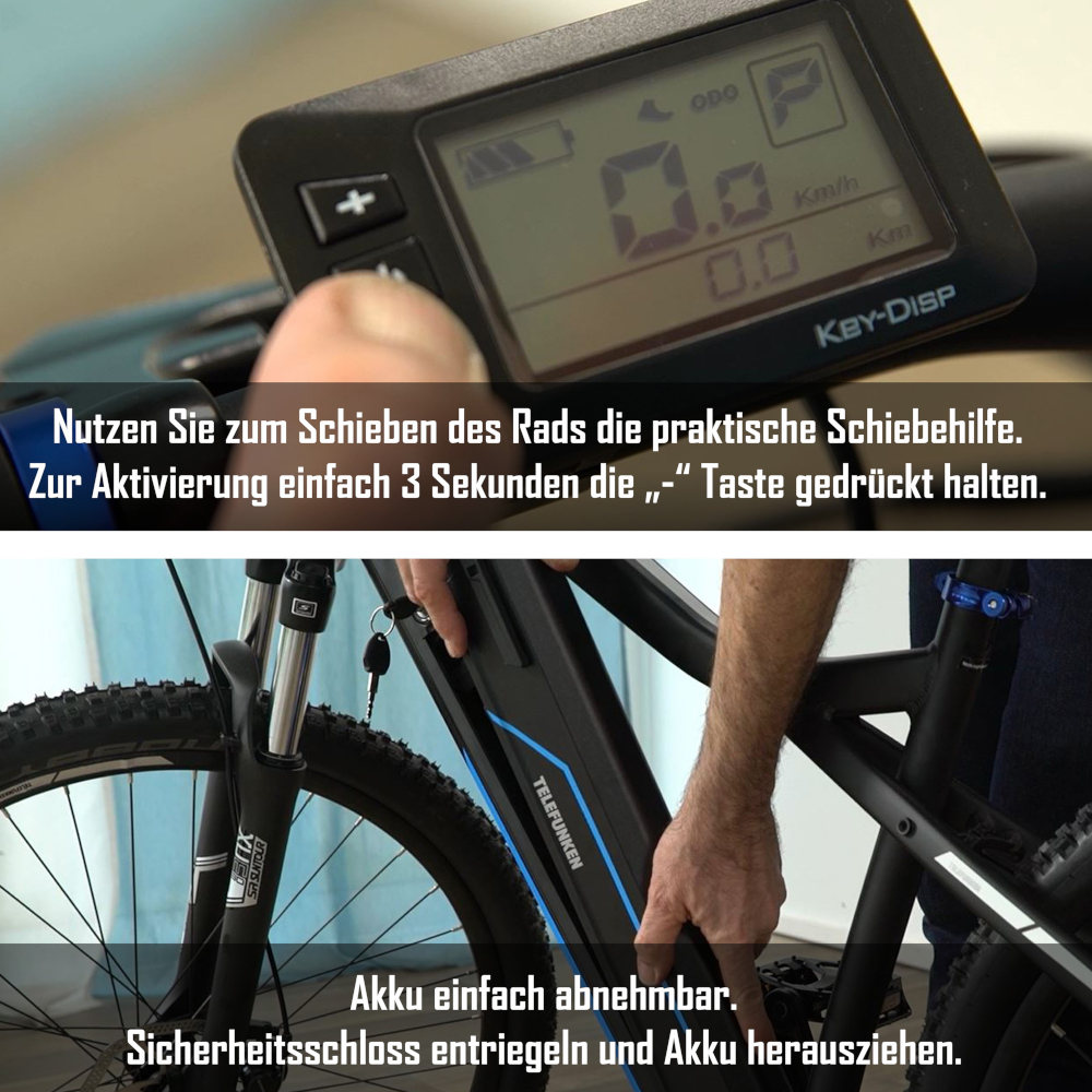 E-Bike Telefunken M935 Aufsteiger Elektrofahrrad MTB-Pedelec blau 27,5" RH 48cm E-Fahrrad Mountainbike