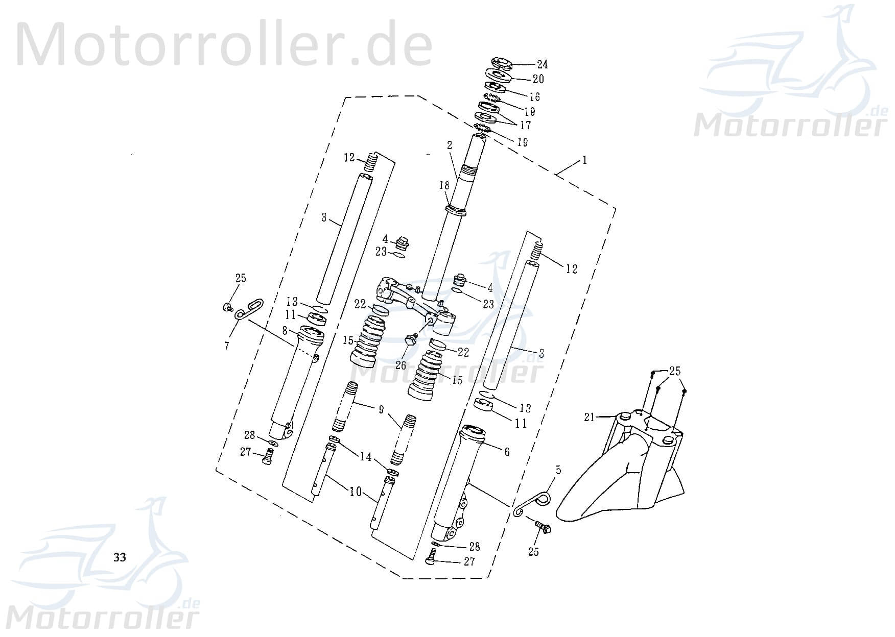 SMC Extra 50 S Gabelbrücke Radgabel 50ccm 2Takt 42101-NDF-00 Motorroller.de Telegabel Gabel-Brücke Vorderrad-Gabel Joch Vorderradgabel Lenkgabel