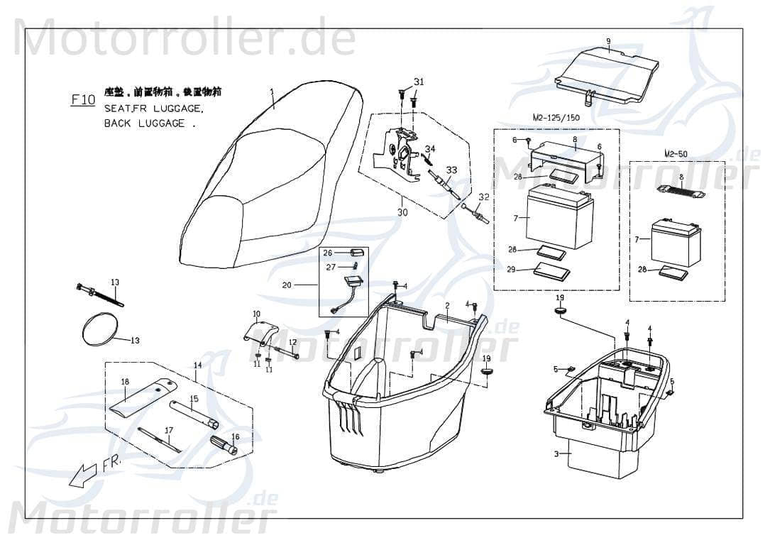 PGO Sitzbank G-Max 125 Sattel Fahrersitz Sitz-Bank Roller M2671000001 Motorroller.de Doppelsitzbank Einzelsitz Einzelsitzbank G-Max 50 Naked Mokick