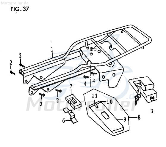 Jincheng JC 50 Monkey Repl. GEPÄCKTRÄGER 50ccm 4Takt 46300-A0300 Motorroller.de Topcase-Halterung Kofferträger Gepäck-Träger Topcasehalterung Scooter