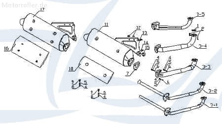 CPI Oliver 50 City Auspuffblende 50ccm 2Takt Q0F-18111-40-01 Motorroller.de Auspuffschutz Hitzeblech Auspuffabdeckung Auspuff-Blende Hitze-Blech
