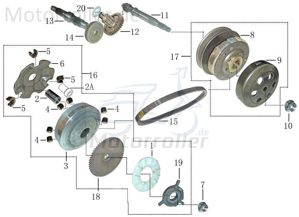 Bundmutter M10x1.25 mit Bund weiß verzinkt AGM 50ccm 4Takt Motorroller.de Sechskantmutter Flanschmutter Sechskant-Mutter Flansch-Mutter Bund-Mutter