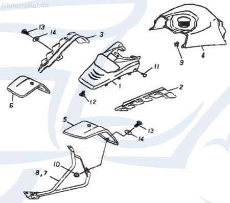 SMC Mustang 50 Radabdeckung links gelb Quad 51552-STG-0003 Motorroller.de Spritzschutz Schutzblech Radlauf Innenkotflügel Radlaufabdeckung ATV UTV