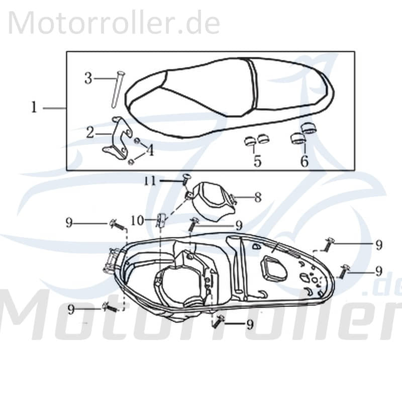 Kreidler Martinique 125 DD Sitzbank Sattel 702579 Motorroller.de Fahrersitz Sitz Scooter Roller Original Ersatzteil