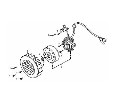 Lichtmaschine Stator für Generator Rex RS125 83036 Motorroller.de Ankerplatte Zündplatte Zündgrundplatte Lichtmaschinenspulen Generatorplatte
