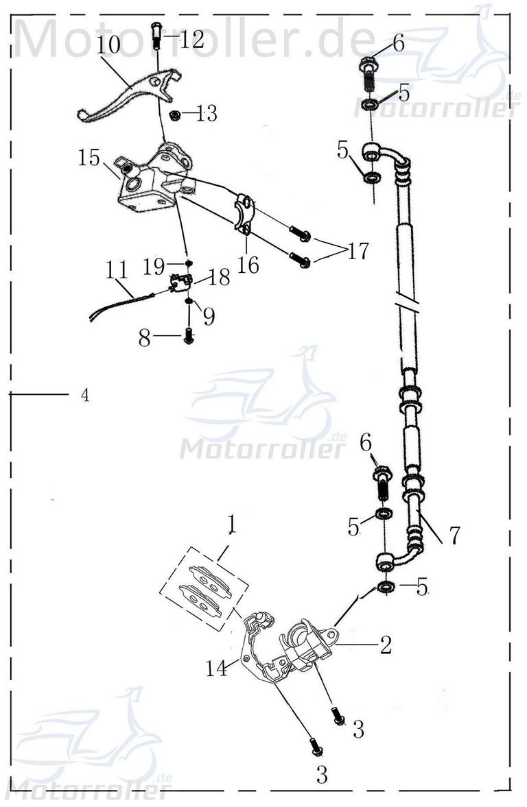 Bremssattel silber vorn links 4Takt 50ccm 70080205