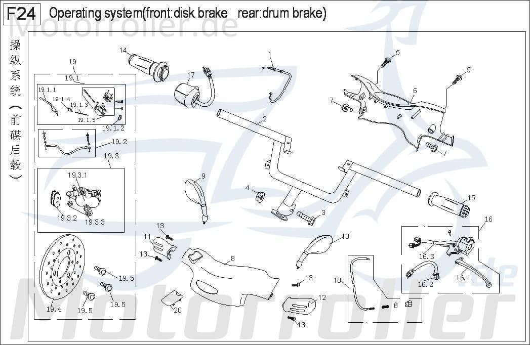 Handgriff links D22mm Länge 120mm Jonway 1180401-1-1