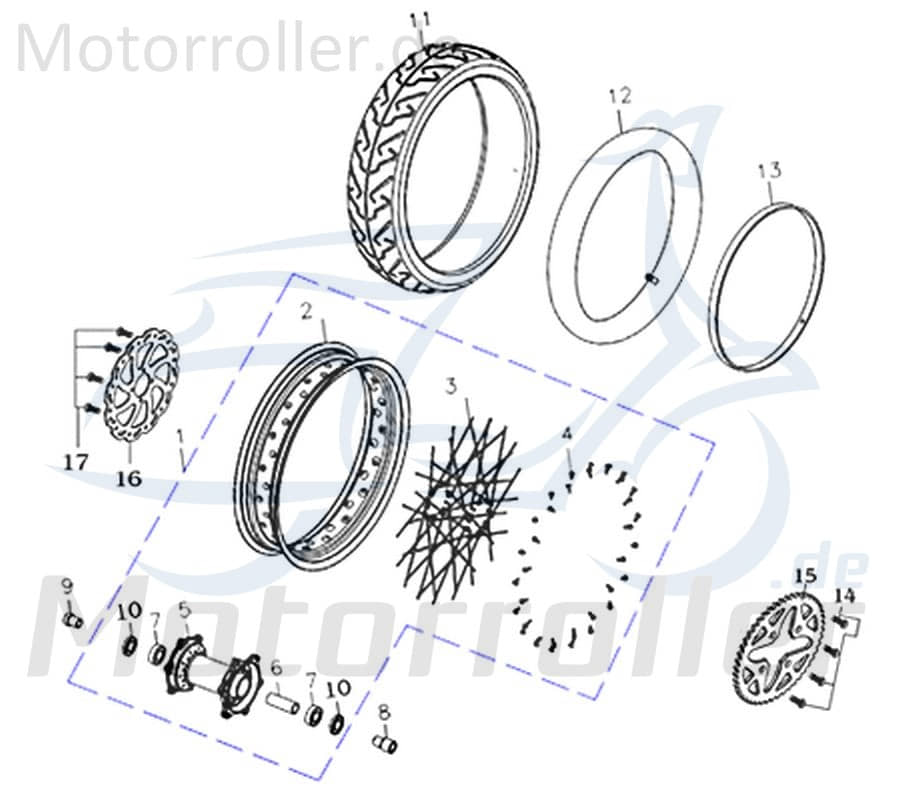 CPI Supermoto 125 DD Speiche 125ccm 4Takt Y9B-44271-00-00 Motorroller.de Radspeiche Ersatzspeiche Felgenspeiche Metall-Speiche 125ccm-4Takt Motorrad