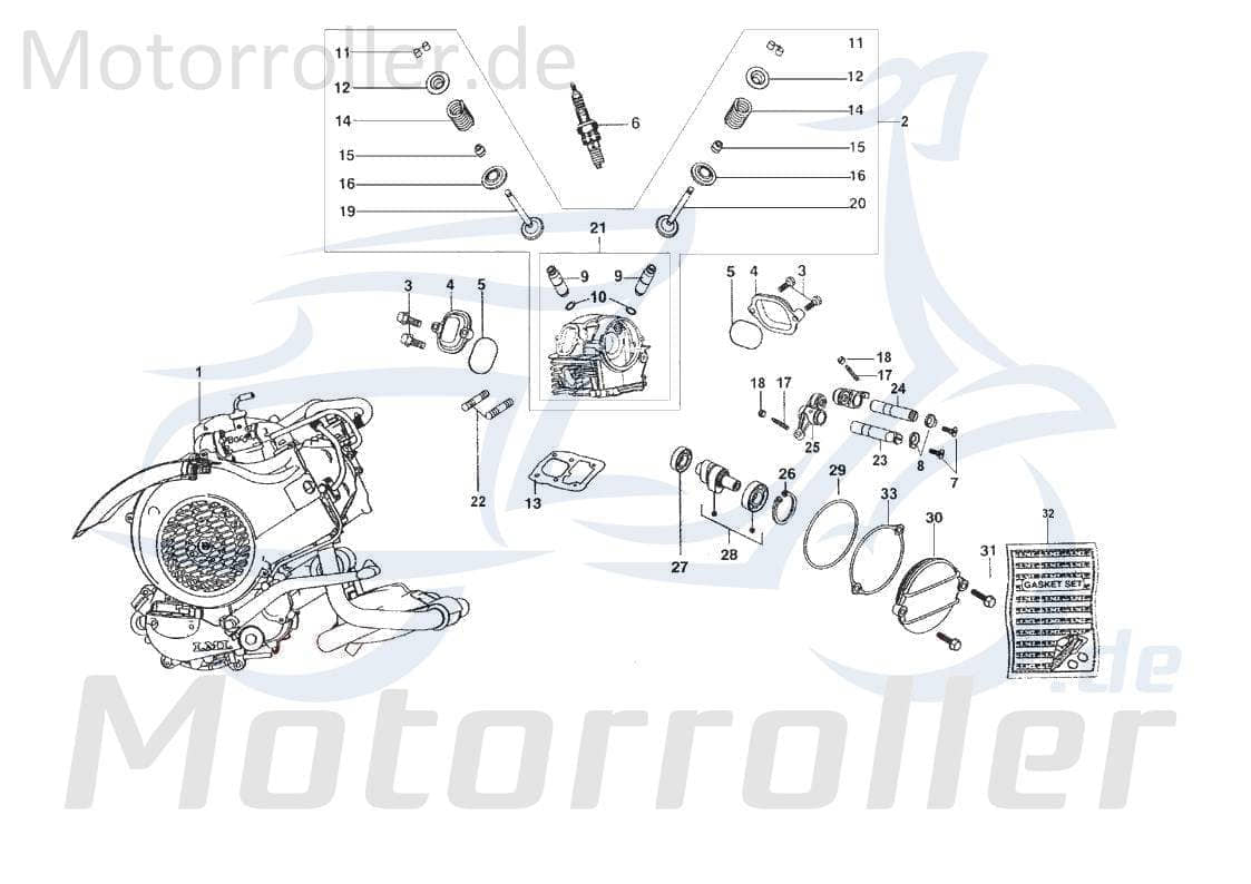 Kreidler STAR Deluxe 4S 200 Stehbolzen 200ccm 4Takt SF214-0100 Motorroller.de M8x46mm Gewindestange Gewinde-Stange Gewindebolzen Stiftschraube Scooter