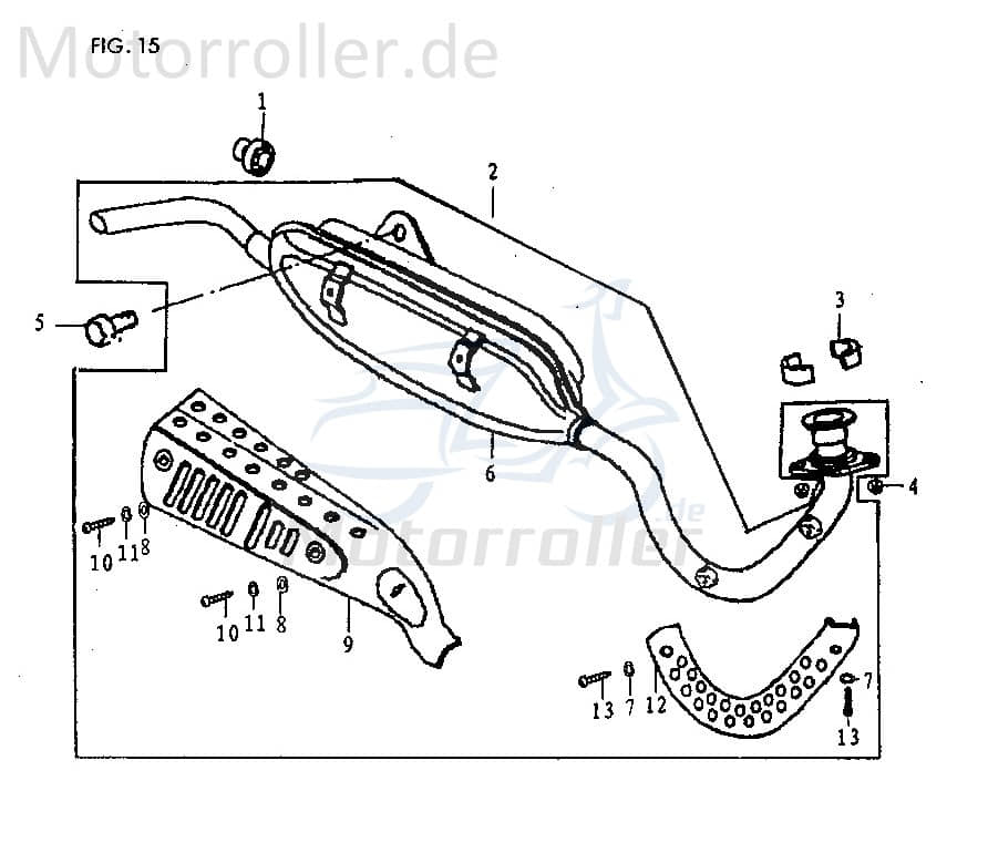 Jincheng JC 50 Monkey Repl. Auspuff Abdeckung hinten, chrom 50ccm 2Takt 14301-A0300 Motorroller.de Auspuffblende