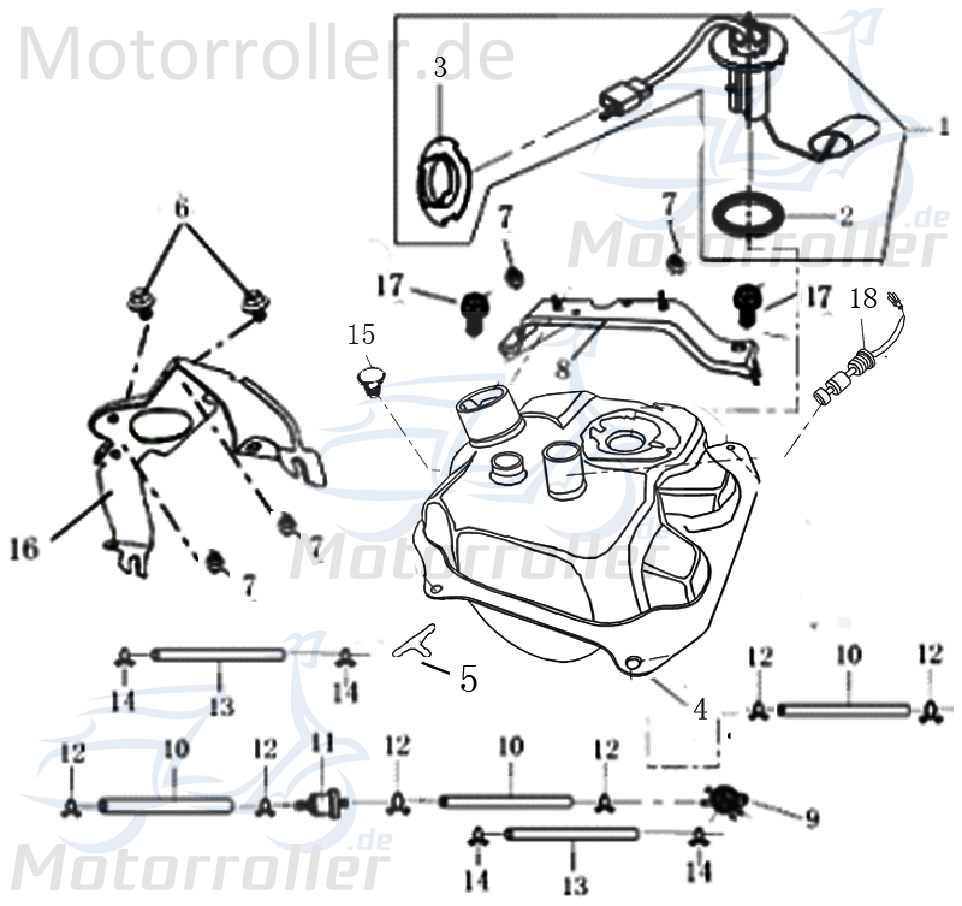 AGM GMX 550 Benzintank Kraftstofftank 50ccm 2Takt 1170401-3 Motorroller.de Benzin-Tank Kraftstoff-Tank Benzin-Behälter Benzinbehälter 1E40QMB Scooter
