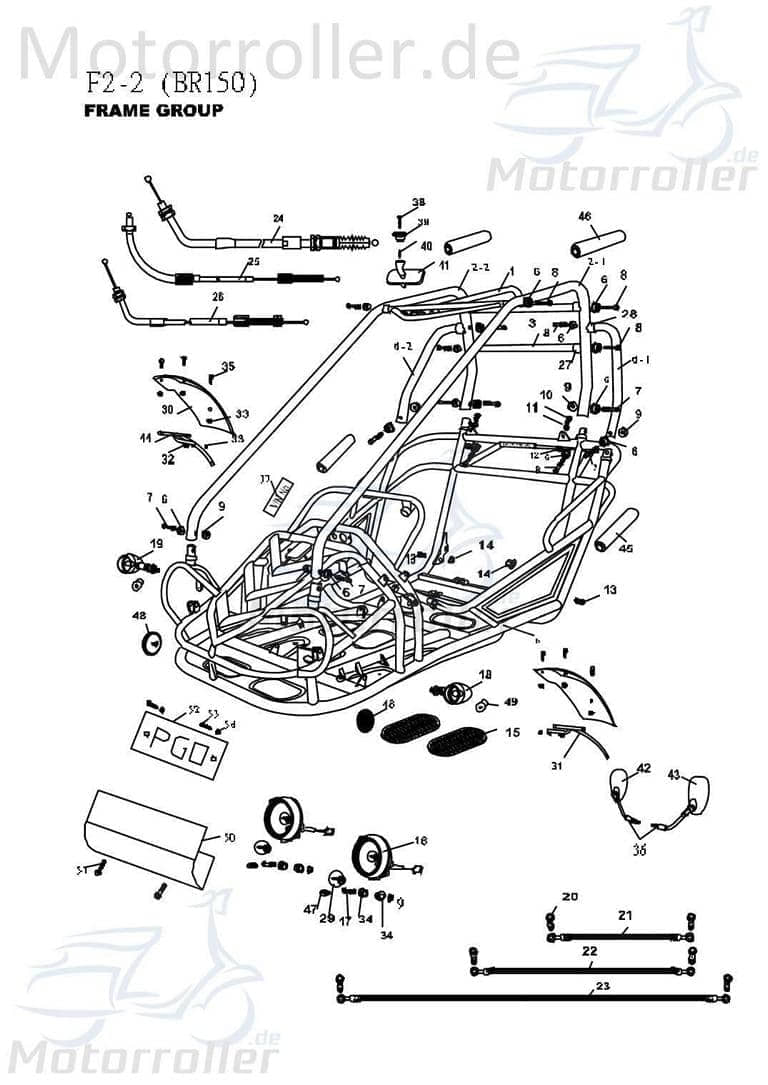 PGO Gaszug Bugxter 150 Bowdenzug Seilzug Buggy 150ccm 4Takt Motorroller.de Bautenzug Gasseilzug Bauten-Zug Bowden-Zug Gas-Zug Seil-Zug Bowdenzugkabel