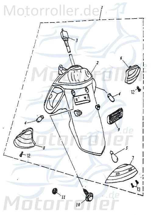 Adly Blinkerglas rechts hinten E-Marke Roller 50ccm 2Takt Motorroller.de Blinker-Glas Blinker-Abdeckung Blinkerabdeckung Blinkerkappe Blinker-Kappe
