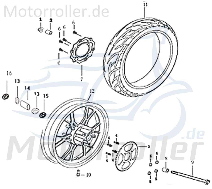 SMC Bundmutter M10x1.25 Kreidler DICE SM 50 LC 700-6187-10-WZ Motorroller.de Sechskantmutter Flanschmutter Sechskant-Mutter Flansch-Mutter Bund-Mutter