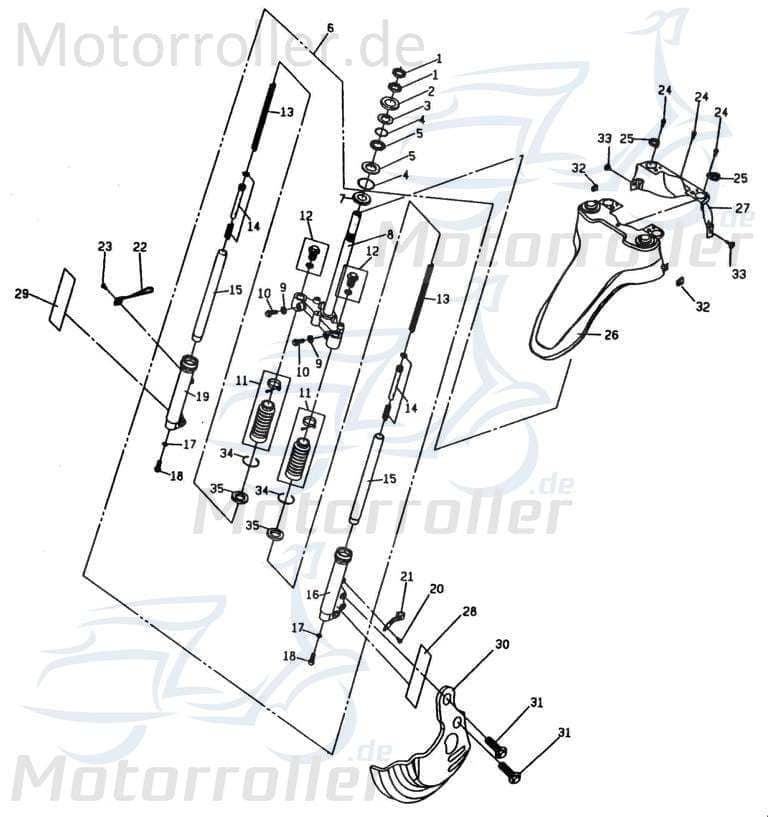 PGO PMX 110 Kotflügel vorn hellrot Spritzschutz Schutzblech 110ccm 2Takt P26326001E0 Motorroller.de Schutz-Blech Radabdeckung Innenkotflügel Radlauf