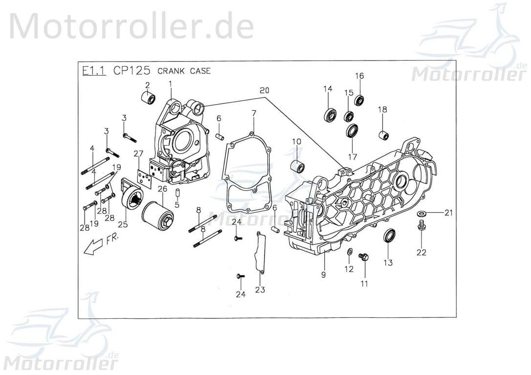 PGO T-Rex 125 Kurbelgehäuse C1 125ccm 4Takt C106K020000 Motorroller.de links rechts Motorgehäuse Motorblock PGO C1 125ccm-4Takt Scooter Ersatzteil