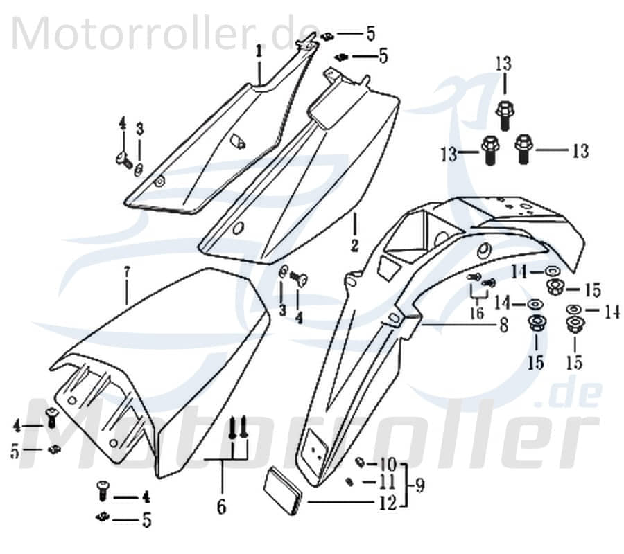 CPI SX 50 Supercross Heckverkleidung 50ccm 2Takt 403-12Y2-008-B Motorroller.de schwarz Seitenteil Seitenverkleidung Seitenabdeckung Heckabdeckung