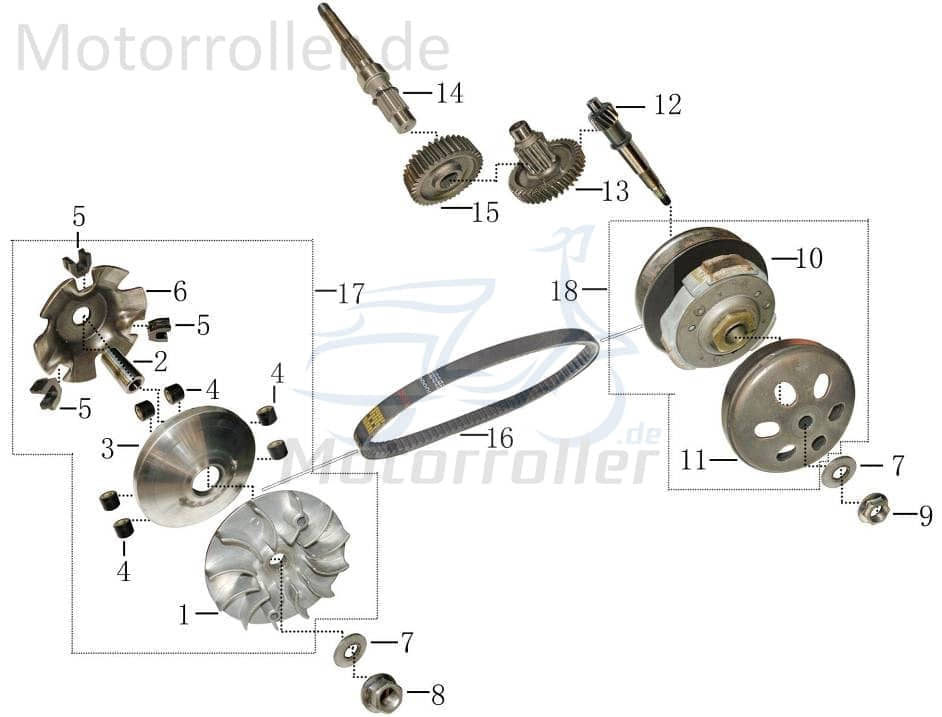Getriebewelle 173mm Baotian 125ccm 4Takt AWA-152QMI-035-000 Motorroller.de Getriebeeingang Achse Getriebeeingangswelle Antriebsachse Ausgangswelle
