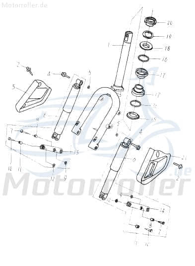 Sundiro XDZ 50 TA Stoßdämpfer vorn 50ccm 2Takt 1004040000 Motorroller.de vorne Federbein Frontstoßdämpfer Gabelbein Vorderstoßdämpfer Scooter Service