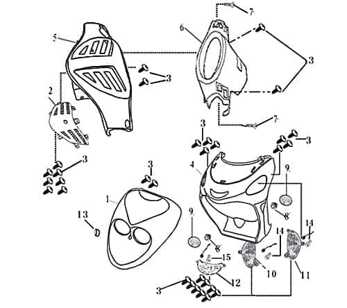 AGM GMX 550 Frontverkleidung 50ccm 4Takt YY50QT005005-111- Motorroller.de Frontschürze Frontmaske Front-Cover Lenkerverkleidung Front-Schürze 139QMB