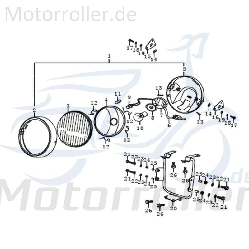Halter Scheinwerfer Kreidler SUPERMOTO 125 Halterung Haltebügel 91324 Motorroller.de Halteblech 125ccm-4Takt Motorrad