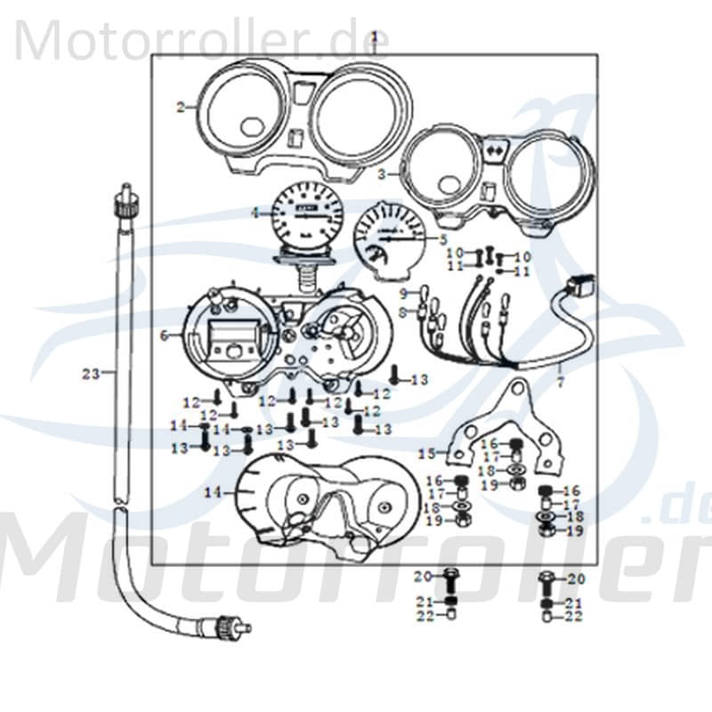 Kreidler STREET 125 DD Tachometer Roller 125ccm 4Takt 91319 Motorroller.de Geschwindigkeitsmesser Geschwindigkeitsanzeige Speedometer kmh-Anzeige