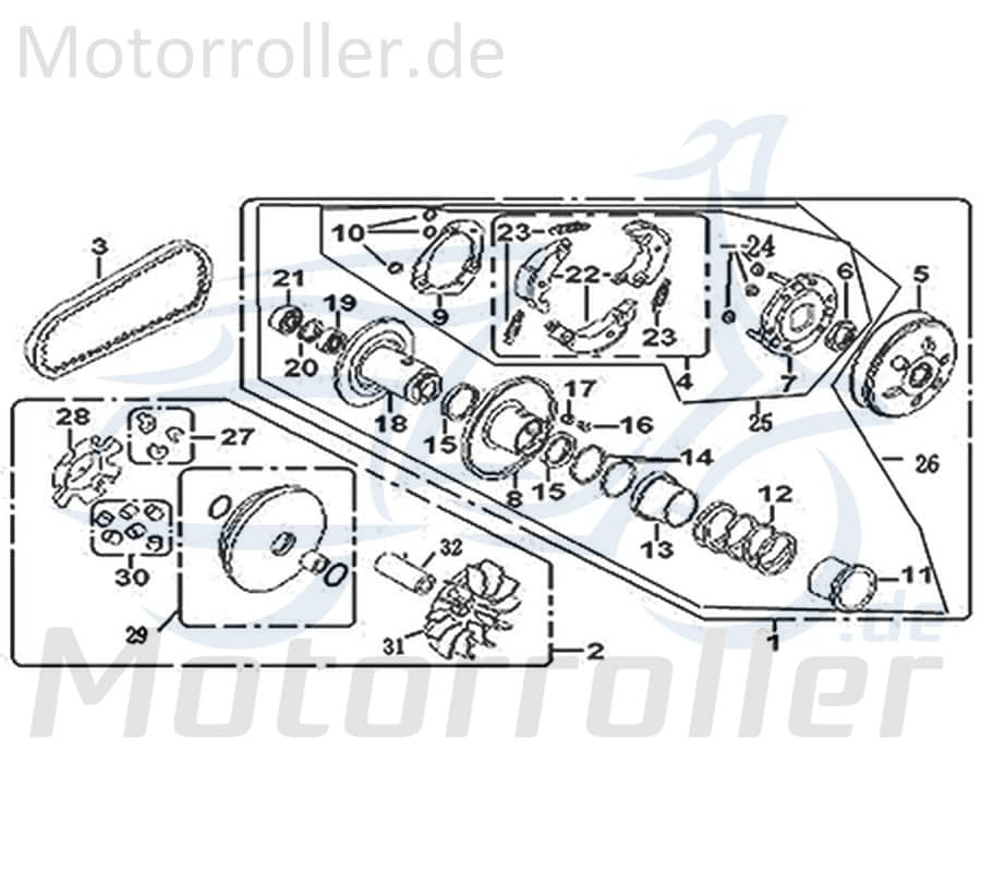 Znen Kupplungseinheit Roller Scooter 23011-GY6A-9000 Motorroller.de Ersatzteil Service Inpektion Direktimport