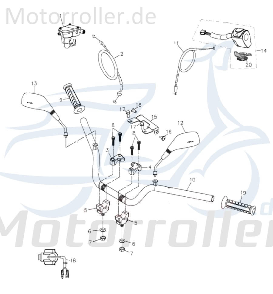 Gasarmatur Adly ATV 300 Crossroad Sentinel Quad 272ccm 4Takt Motorroller.de Drehgriff Lenkergriff Lenker-Griffe Gasdrehgriff Gasgriffhülse Gas-Griff