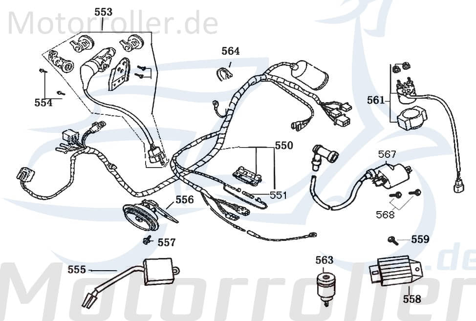 Rex Bergamo 50 Hupe 12V Signalhorn 50ccm 4Takt 38110-F8-9000 Motorroller.de Signal-Horn Töte Hupsignal Hup-Signal 50ccm-4Takt Scooter Ersatzteil