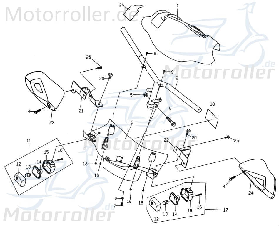 PGO Handschutz links orange PMX 110 Griffschale Handschale P25430102C0 Motorroller.de PMX 50 Mokick Ersatzteil Service Inpektion Direktimport