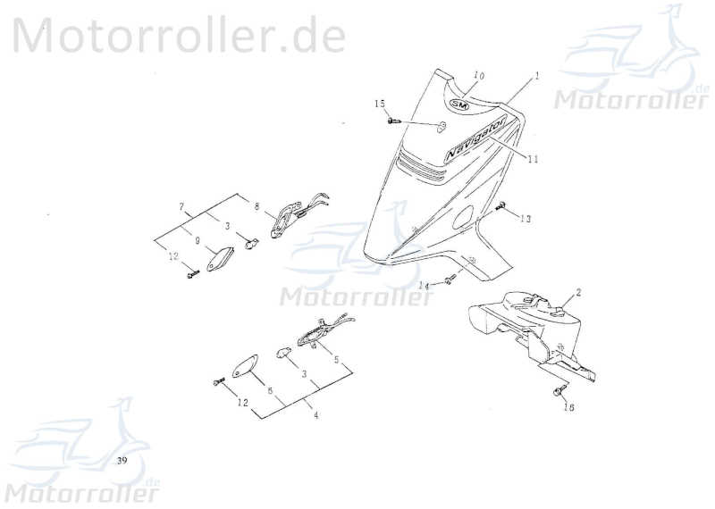 SMC Blinkerglas vorn rechts E-Marke rechts vorn 50ccm 2Takt Motorroller.de orange vorne Blinkerabdeckung Blinkerkappe Blinker-Abdeckung 50ccm-2Takt