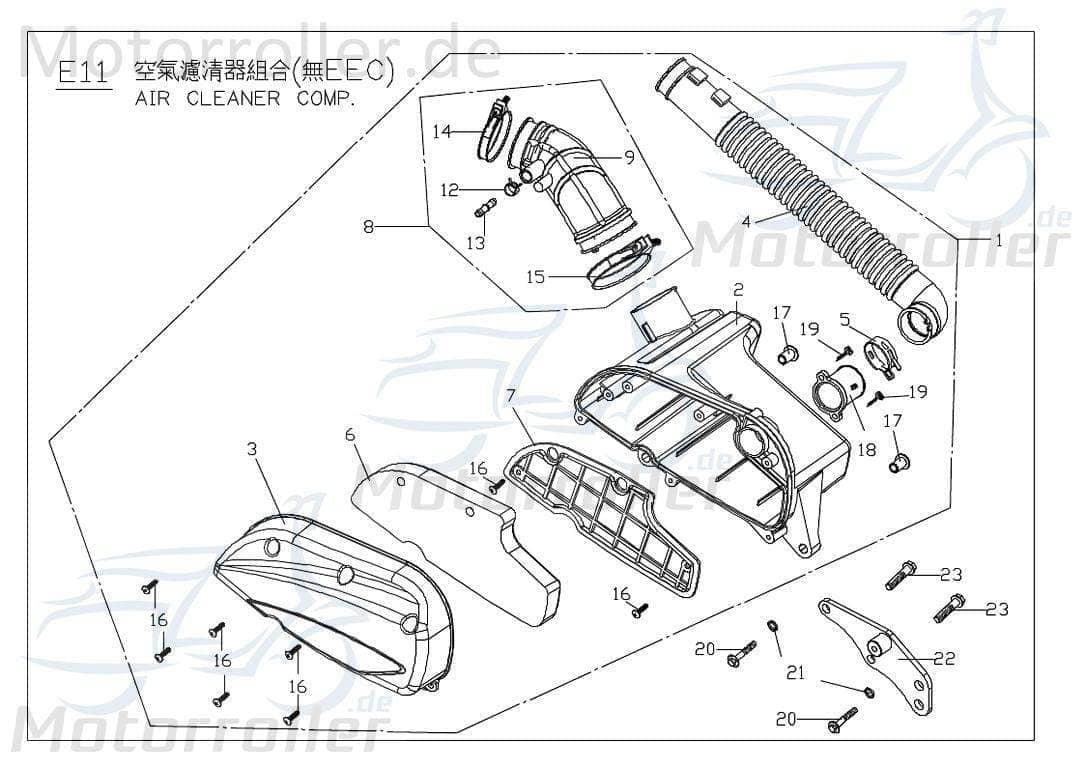 PGO Bugrider 200 Einlassrohr Buggy 200ccm 4Takt X22622700000 Motorroller.de Luftfilter PGO 200ccm-4Takt Ersatzteil Service Inpektion Direktimport