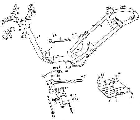 Rahmenteil vorn Fahrzeug-Rahmen Motorroller Rex 86372