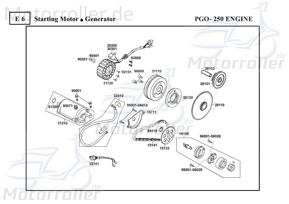 PGO Bugrider 250 Kabel Buggy 50ccm 2Takt 32101-KHE7-E00.0 Motorroller.de Stromkabel Stromleitung Elektrokabel Elektroleitung Elektro-Kabel Strom-Kabel