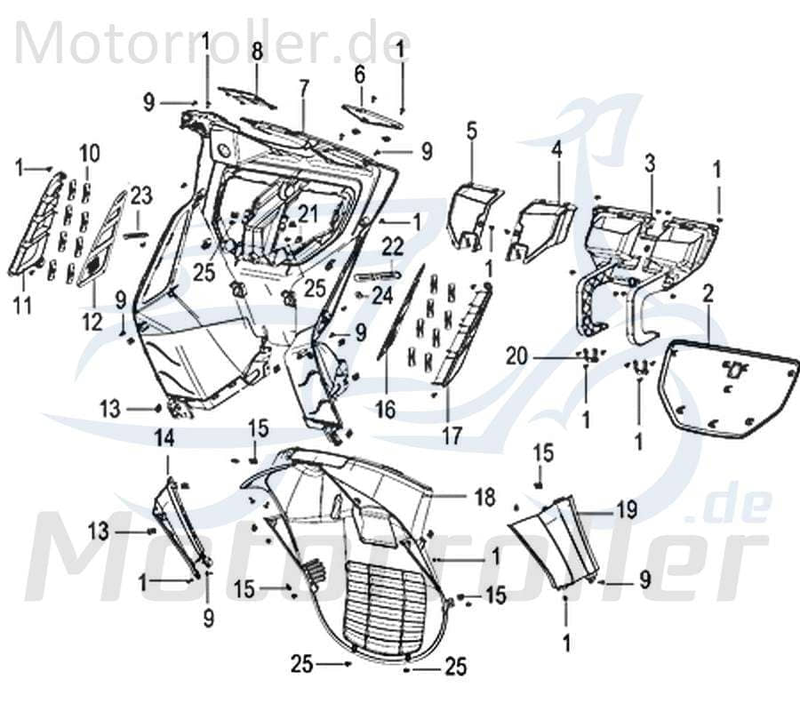 Kreidler Insignio 125 2.0 Fußraumverkleidung 125ccm 4Takt 65402N120000 Motorroller.de schwarz matt Fußraumabdeckung Fußtrittabdeckung 125ccm-4Takt