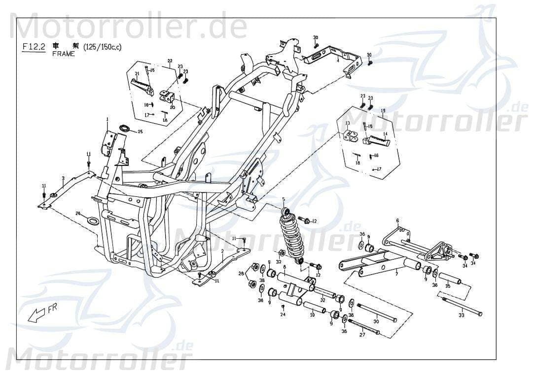 PGO Distanzbuchse G-Max 50 Hülse Distanzhülse 50ccm 2Takt Motorroller.de Distanzring Distanz-Hülse Passhülse Passbuchse 125ccm-4Takt Scooter Service