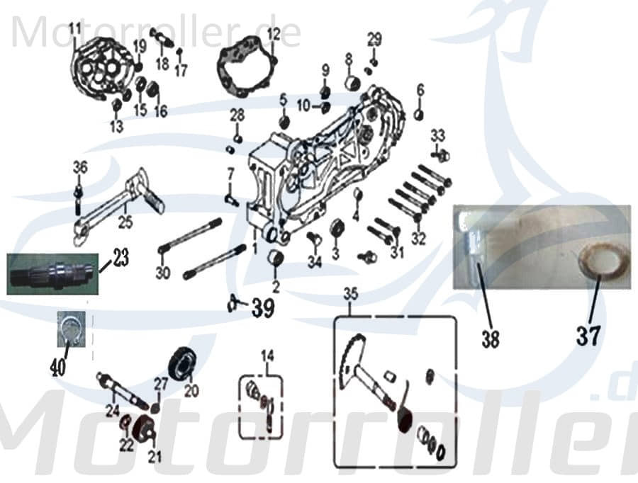 Znen Getriebeausgangswelle kurz 50ccm 4Takt 23431-SQ5A-9000 Motorroller.de Endantrieb Zwischenwelle Antriebs-Welle Getriebewelle Antriebs-Achse