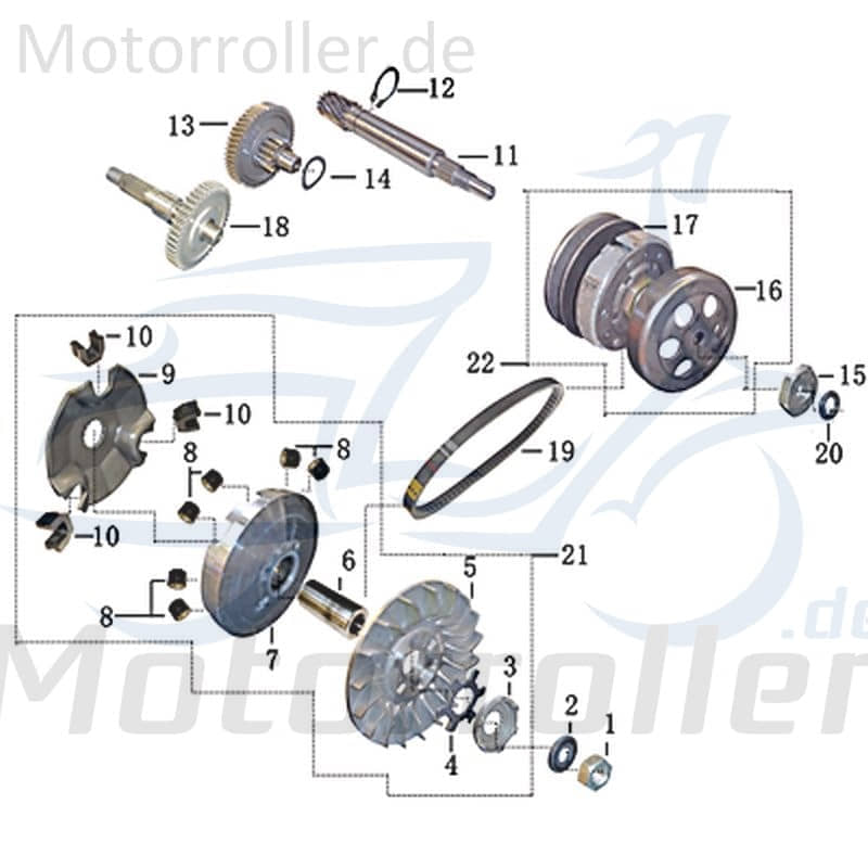 ZNEN Distanzscheibe U 50ccm 2Takt 23421-EQ5B-9000 Motorroller.de Lochscheibe Ausgleichsscheibe Abstandscheibe Minarelli liegend Scooter Service