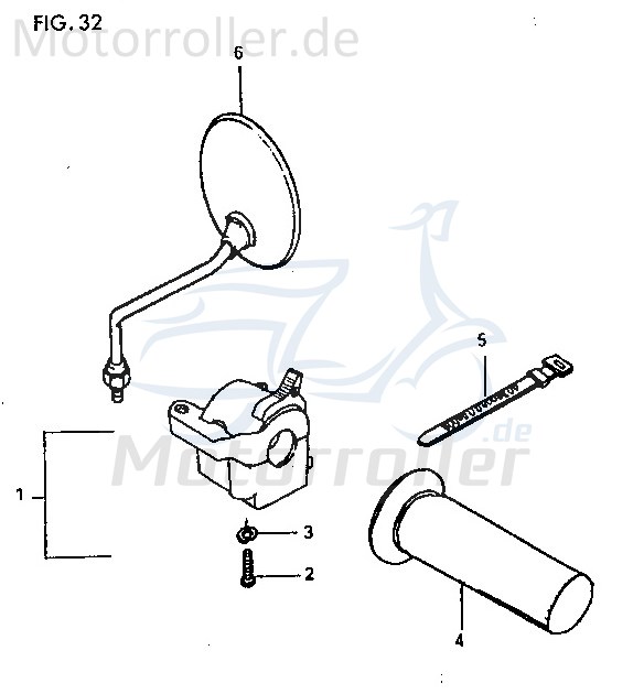 Jincheng JC 50 Monkey Repl. Rückspiegel links 50ccm 4Takt 56600-A0300 Motorroller.de Seitenspiegel Rück-Spiegel Scooter Ersatzteil Service Inpektion