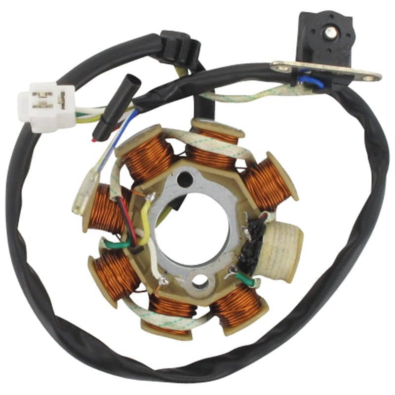 Lichtmaschine Stator DC 8 8 Spulen D=88mm AGM 125ccm 4Takt Motorroller.de Pick-up außen 5 Kabel 1x3 + 2x1 Pol Ankerplatte Zündplatte Zündgrundplatte