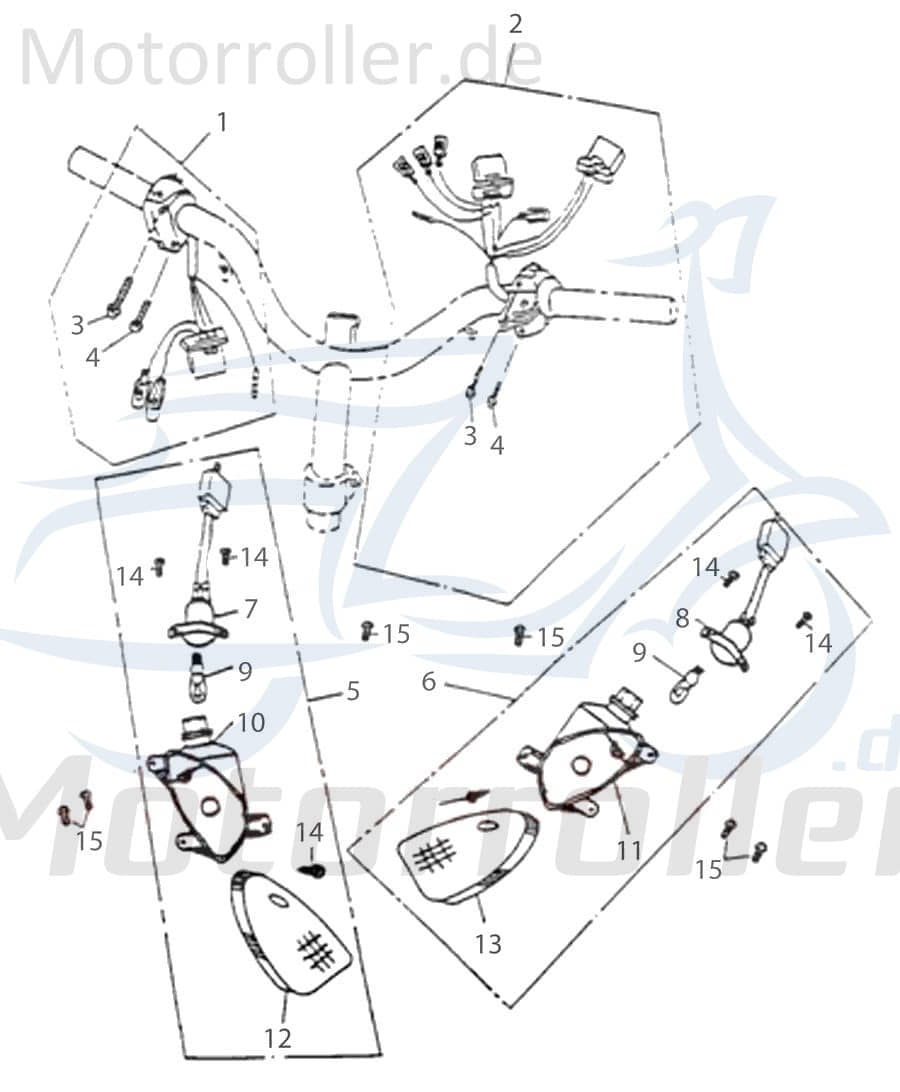Adly Lenkerarmatur rechts Thunder Bike TB 125 125ccm 4Takt Motorroller.de Schaltergehäuse Kombischalter Schaltereinheit Schalterelement 125ccm-4Takt