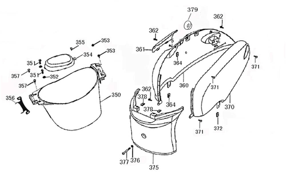AGM GMX 460 Retro Classic Sitzbankverkleidung 50ccm 4Takt 83750-XGW-9000-BM Motorroller.de Sitzverkleidung Mittelverkleidung Sitz-Verkleidung Scooter