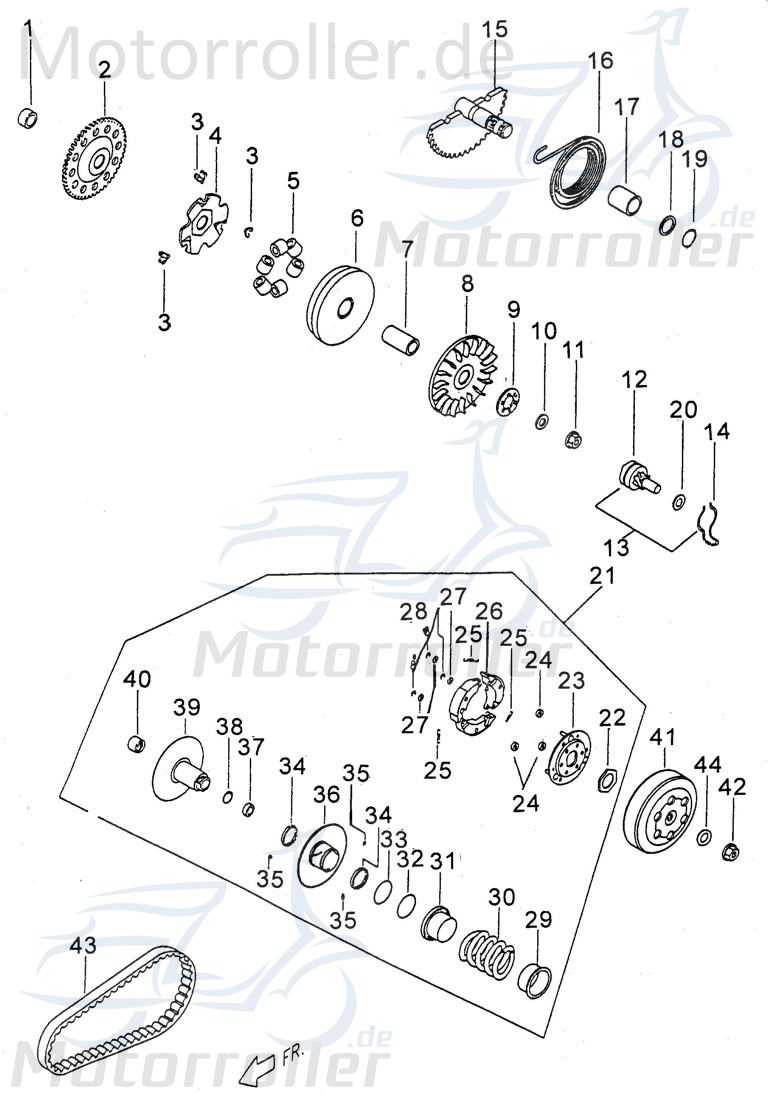 PGO Riemenscheibe Big Max 50 Keilriemenscheibe 50ccm 2Takt Motorroller.de Luftrad Flügelrad Lüfterrad Lauf-Rad Keilriemen-Scheibe Antriebsscheibe